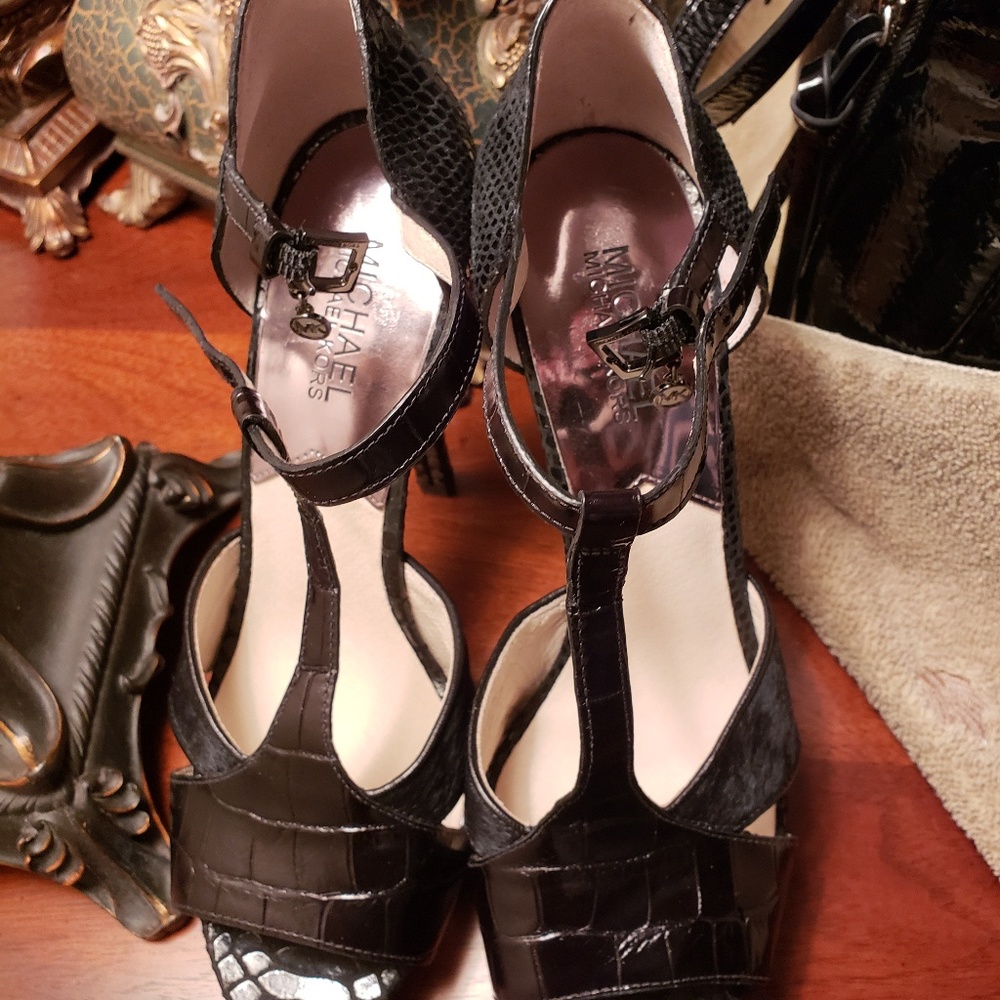 Black strappy Michael Kors heels